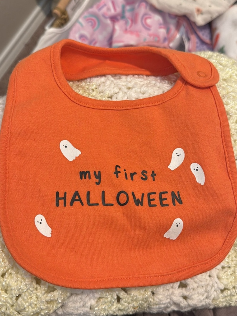 Carter's Orange 'My First Halloween' Baby Bib